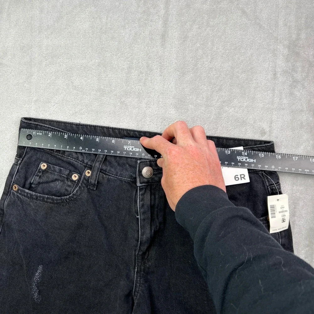 Aeropostale Low Rise Baggy Jeans Women 6R Black Distressed Ripped Denim Wide Leg